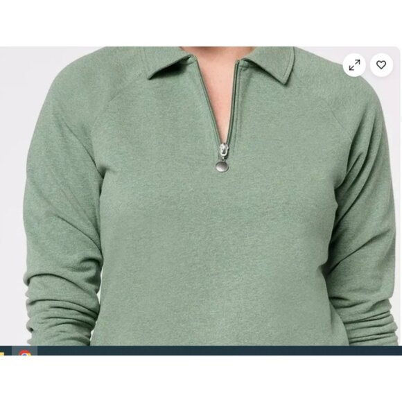 Sport savvy French Terry Quarter Zip Tulip Hem Tunic Heather Green 2XS A609790 - Picture 2 of 2